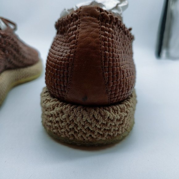New Defect- Ferragamo Woven Brown Dress Men\'s Lace-up Woven Oxford Shoes Derby